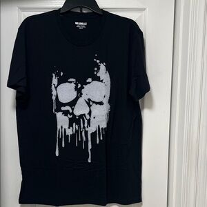 William Rast Black Tee with White Skull Design